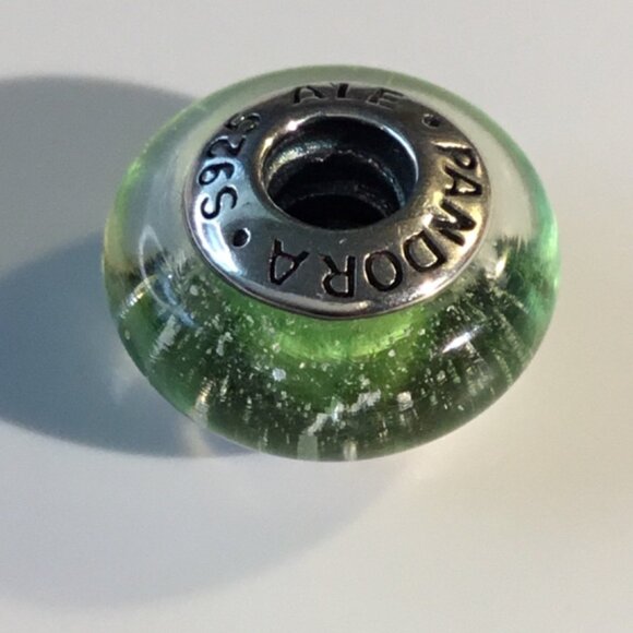 Disney Tinker Bell Green Glass PANDORA Charm Sterling Silver - Picture 5 of 6